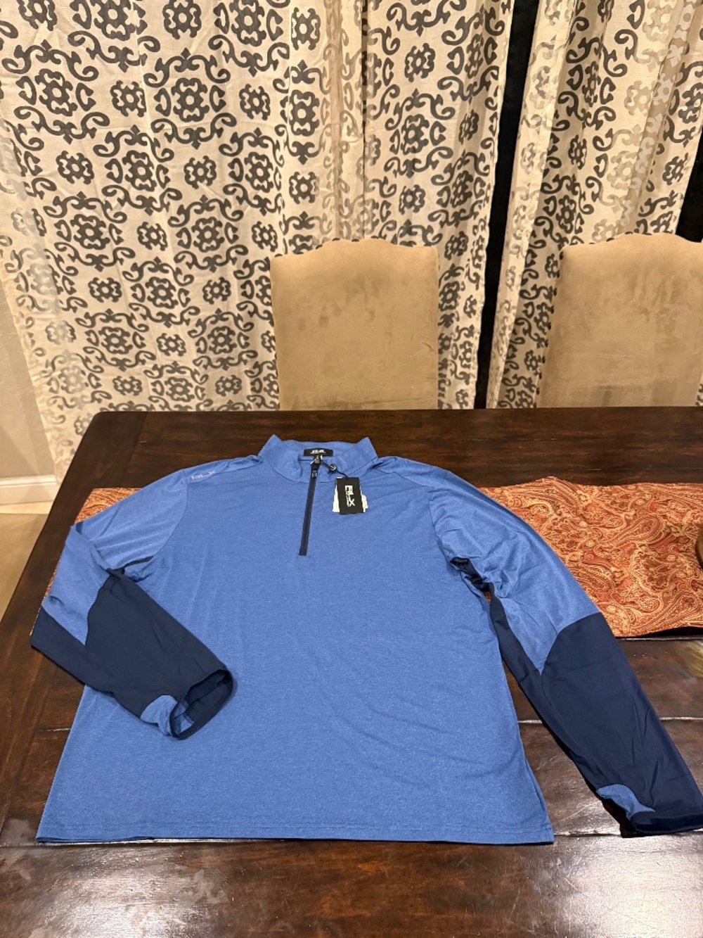 RLX Ralph Lauren Men's XXL Blue HTR Golf Concept 1 Quarter Zip Jacket MSRP $128